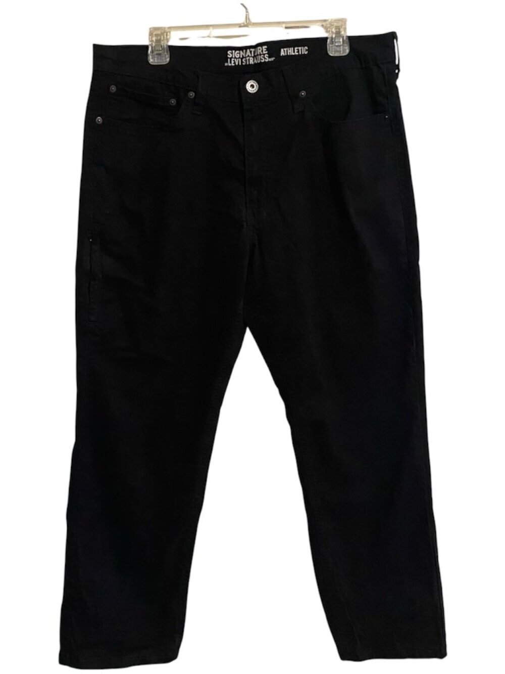 Signature by Levi Strauss & Co. Men's Blk Khaki Athletic Pants Side Zipper 36x30